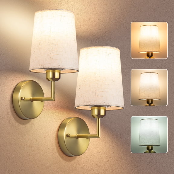Alloxity Set of Two Wall Sconces, Battery Operated Wall Sconce Reachargeable Wireless Wall Mounted Lamp Dimmable Battery Powered Wall Light Fixure for Bedroom Living Room Hallway, Glod