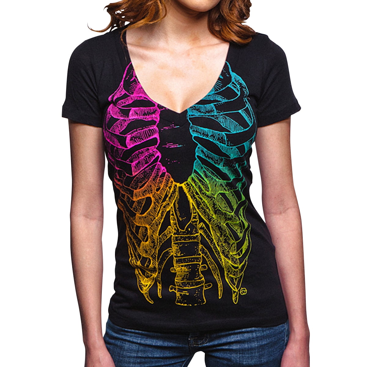 Shirt Skeleton Juniors Ribs Bones Funny 