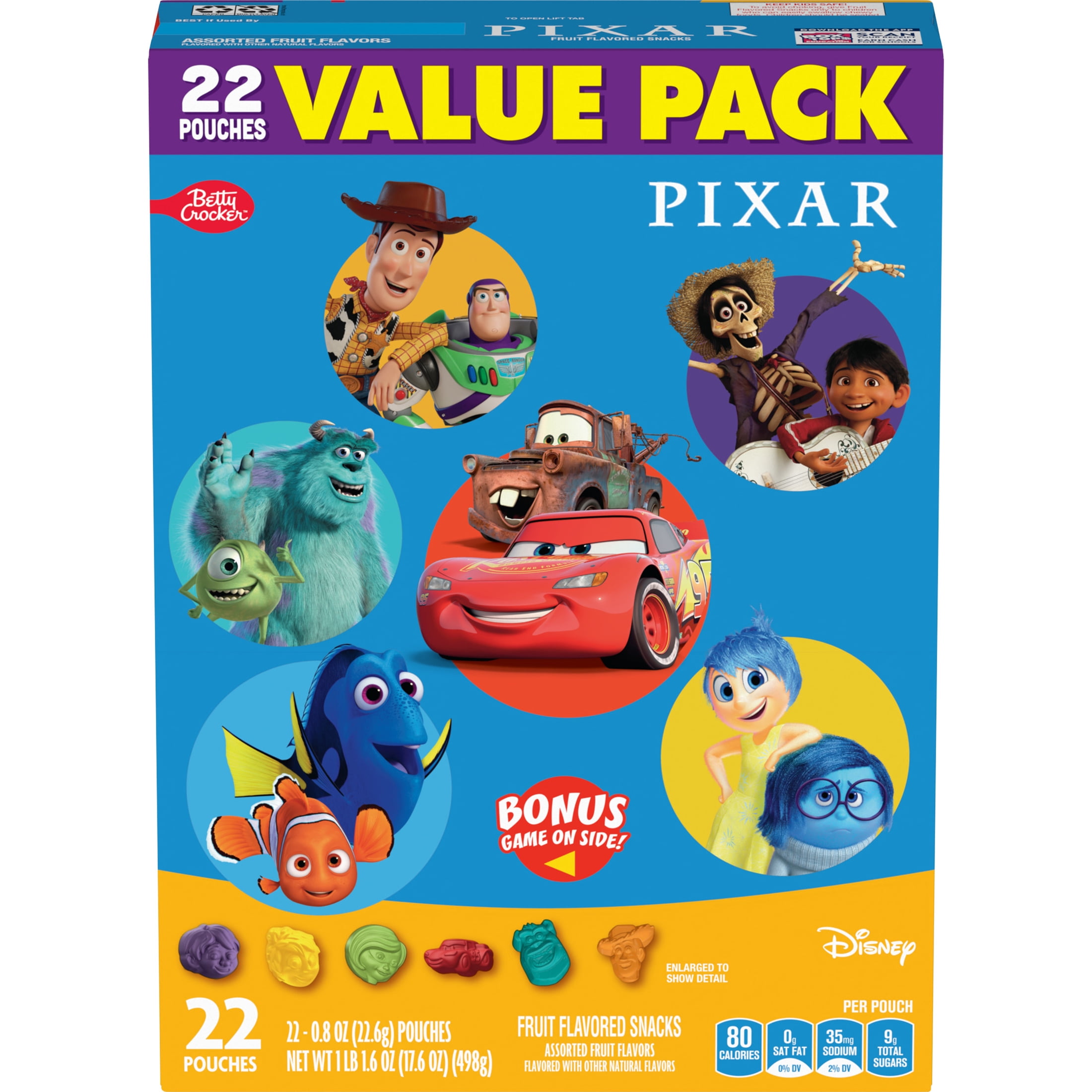 Disney Pixar Fruit Flavored Snacks, Gluten Free, Kids Snacks, Value Pack, 22 Ct, 17.6 oz