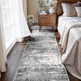 thumbnail image 2 of Washable 2x10 Kitchen Area Rug: Entryway Abstract Rug Runner Soft Bedroom Besides Floor Mat Non-slip Indoor Farmhouse Carpet For Bathroom Living Room Stain Resistant Family(2x10 Black/grey), 2 of 8