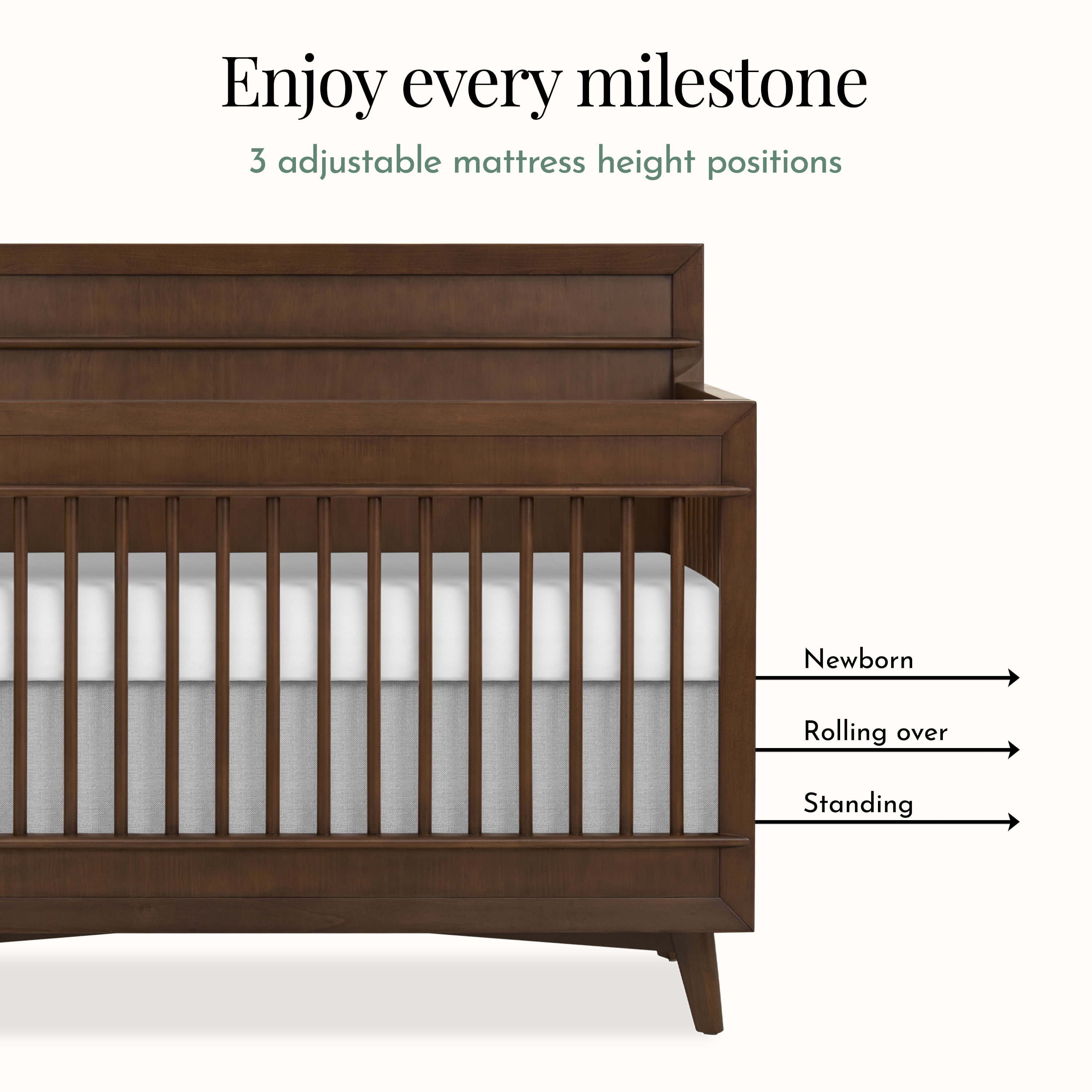 Evolur Loft Antilia Mid-Century 4-in1 Crib in Walnut