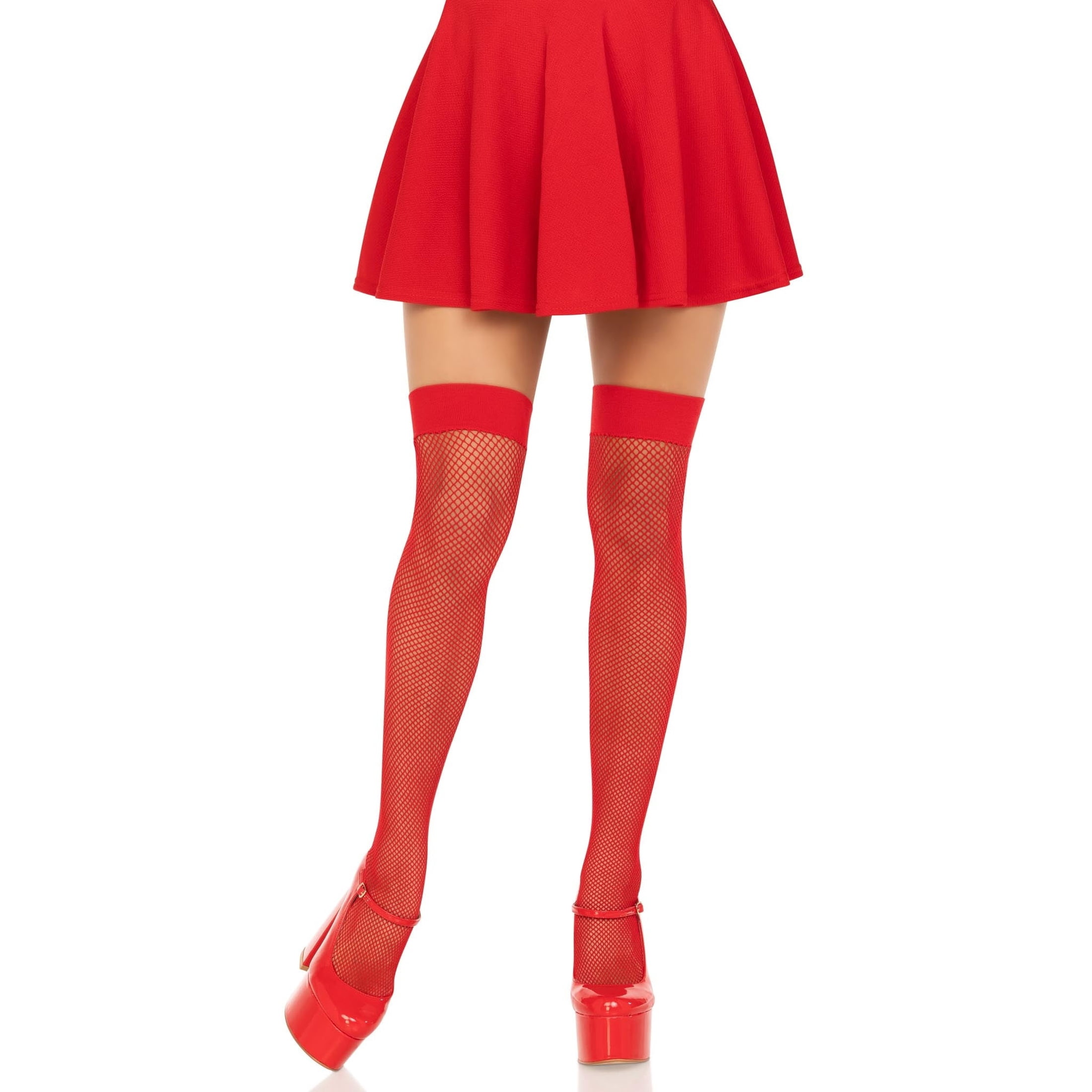 Fishnet Thigh High Tights Costume Accessory for Adults, Red, S-XL, Halloween by Way To Celebrate