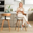 thumbnail image 4 of JULY'S SONG 26" Swivel Counter Height bar stools with Back Sets of 4, Comfortable Chenille Upholstered Barstools with Integrated Arc-Shaped Armrest, Beige, 4 of 7