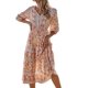 thumbnail image 5 of Txlixc Ladies Temperament High Waist A-line Falda, Mujer Summer Bohemian Style Estampado floral V-cuello Media manga Beach Long Dress Txlixc Moda, 5 of 7