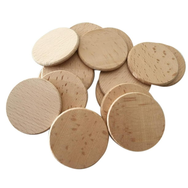 20 piezas de rodajas de madera sin terminar, discos redondos, piezas circulares, recortes de madera, virutas 4cm