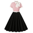 thumbnail image 2 of Lorytime 50s Dresses for Women Vintage Bow Midi A Line Gown High Neck Vintage Dress Short Sleeve Party Dresses, 2 of 7