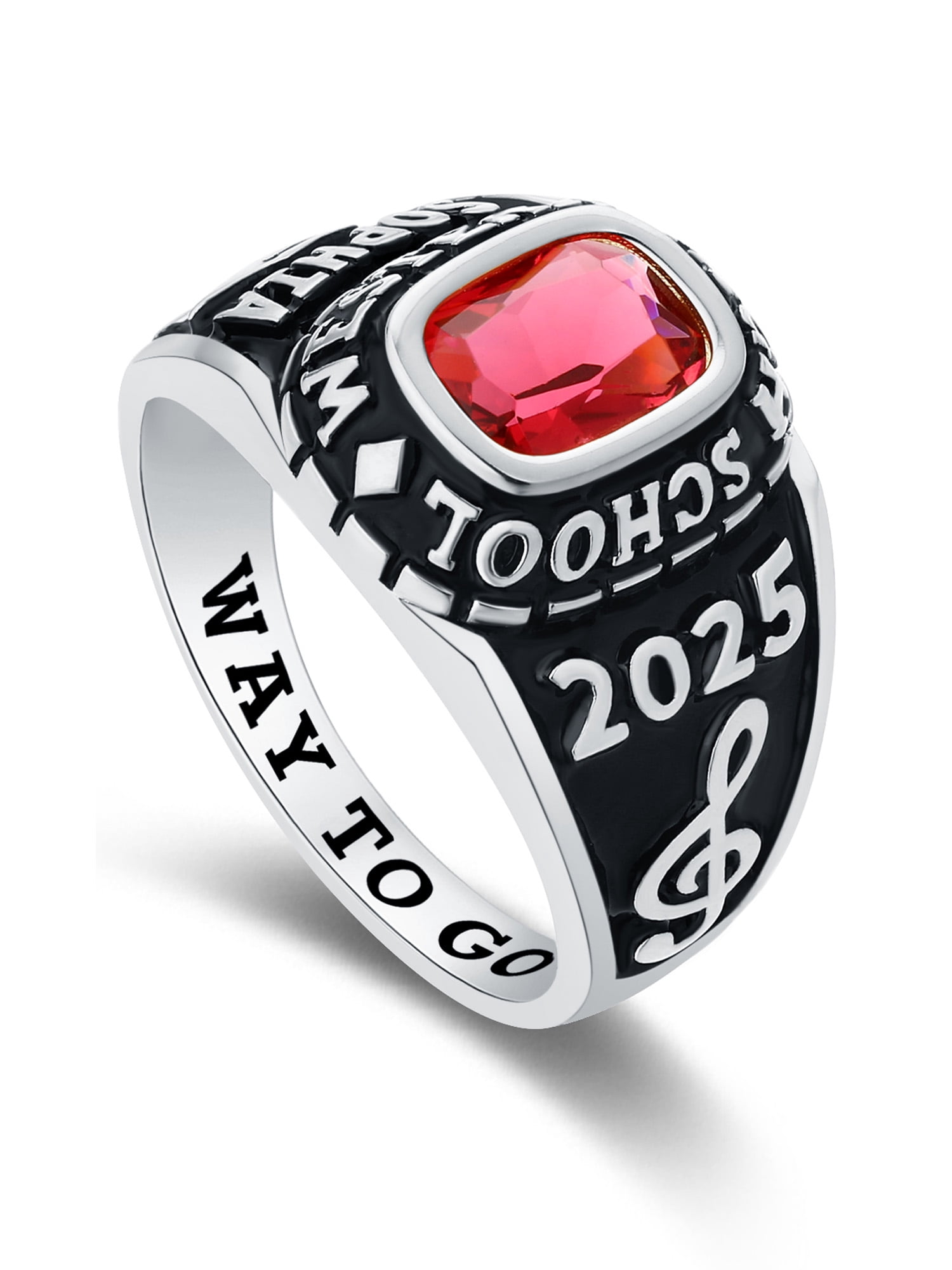Mementos USA Custom Medium Women's Class Rings 10kt White Gold for High School and College