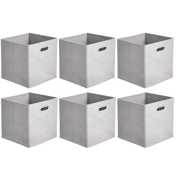Storage Bins, Foldable Fabric Storage Cubes And Cloth Storage Organizer Drawer with Metal Handle For Closet And Toys Storage, 11 X 10.5 X 10.5 INCH, 6 Pack (Grey)