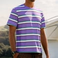 thumbnail image 2 of JAJAHO T Shirts For Men Short Sleeve Striped Summer Top Color Block Crewneck Classic Tee Shirt Relaxed Fit Daily Wear Soft Tops, 2 of 8