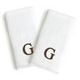 thumbnail image 1 of Authentic Hotel and Spa  2-piece White Turkish Cotton Hand Towels with Brown Block Monogrammed Initial White/Brown G, 1 of 7