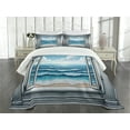 thumbnail image 3 of Ambesonne Ocean Quilted Bedspread Set 3 Pcs, Historic Window Sea Scenery, Queen Size, Sea Blue Coconut and Camel, 3 of 5