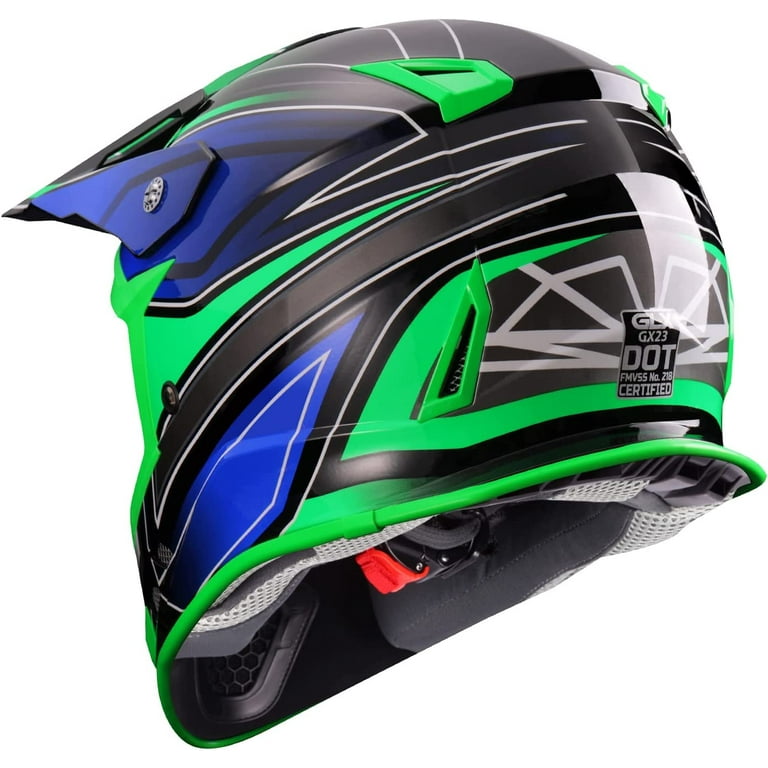 GLX GX23 Dirt Bike Off Road Motocross ATV Motorcycle Full Face Helmet for Men Women DOT Approved Sear Green Medium Sear Green Medium Walmart