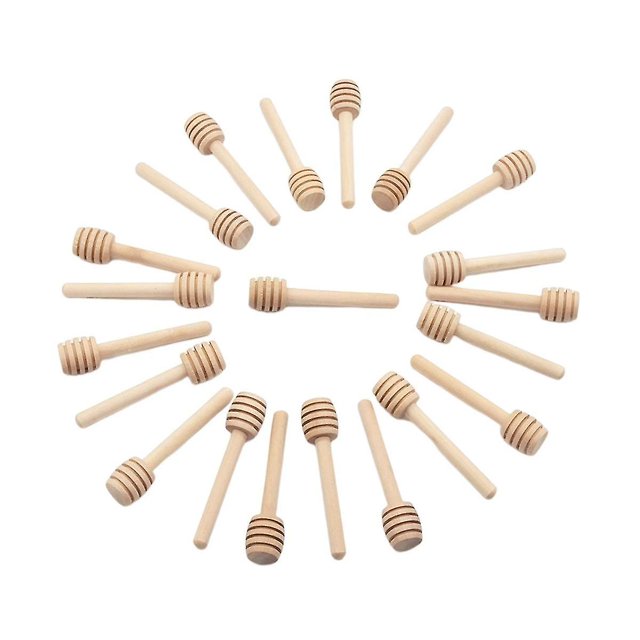 25 cucharas de madera con mango largo para mezclar miel, extractor de miel para tarros, café, leche, té, suministros de cocina