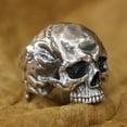 thumbnail image 5 of 925 Sterling Silver No Chin Skull Ring Biker Punk Open Ring TA437 US Size 10, 5 of 16