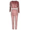 thumbnail image 5 of UPPADA Birthday Outfit Women,Women Sweatsuits Set Velvet 2 Piece Tracksuit Outfits Long Sweatshirts and Velour Jogging Long Sleeve Sweat Hoodie and Sweatpants Set Pink,S, 5 of 7