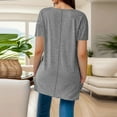 thumbnail image 3 of Womens Summer Tops Pleated Longline Short Sleeve V Neck T Shirts Dress Casual Workout Tunic Blouses Spring Tunic Tops, 3 of 7