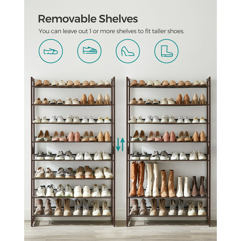 SONGMICS Shoe Rack for Closet, 3-Tier Shoe Storage, Metal Shoe