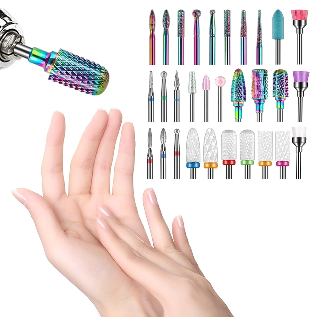 Nail Drill Bits Set Ceramic Tungsten Carbide Drill Rotary Burrs Nail File Bit