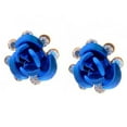 thumbnail image 2 of Anvazise Women's Fashion Rose Flower Ear Studs Rhinestone Inlaid Earrings Jewelry Gift Deep Blue, 2 of 13