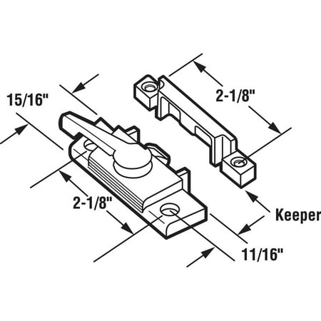 Window Sash Lock with Cam Action and Alignment Lugs, White Diecast