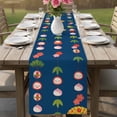 thumbnail image 4 of Navy Blue Spring Floral Table Runner 60 Inches, Green Botanical Summer Flower Birds Bed Runner Dresser Scarves Tabletop for Indoor Outdoor Parties/Ceremony/Banquet, 13" x 60", 4 of 9