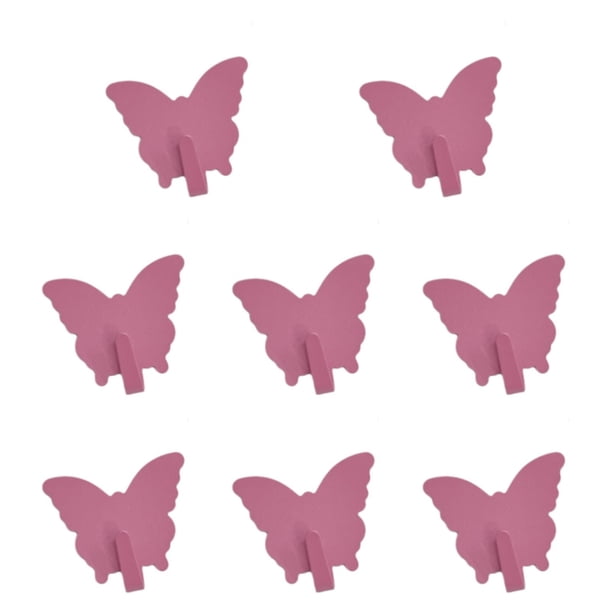 Gancho de pared con forma de mariposa para colgar llaves en el dormitorio, perchero de metal, perchero, 8 Rosa Rojo