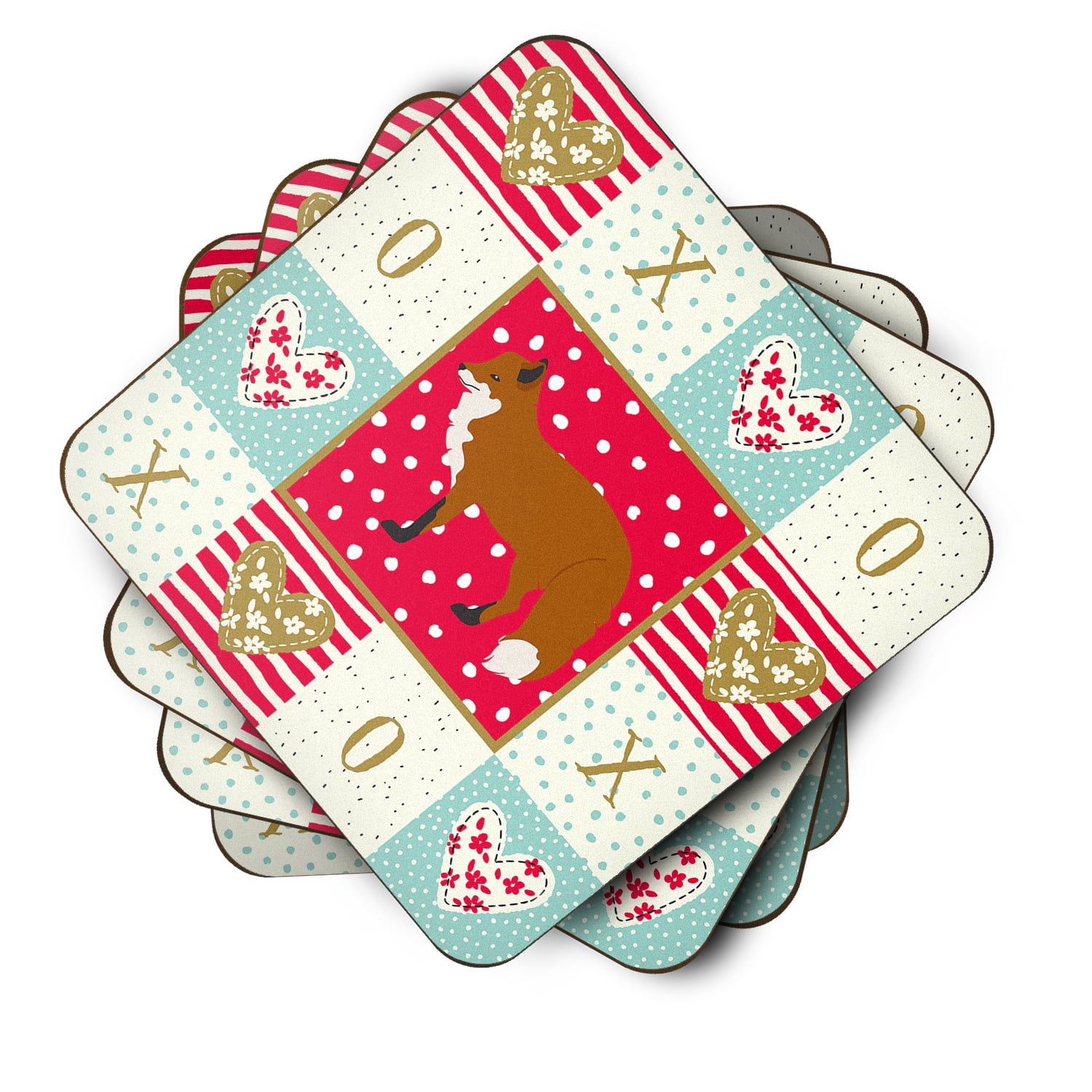 Red Fox Love Foam Coaster Set of 4