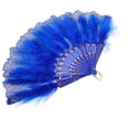 thumbnail image 5 of FRCOLOR Foldable Fan Vintage Handheld Chinese Folding Fans for 1920s Flapper Hand Fan Costume Party Wedding Dancing Decoration Blue, 5 of 8