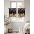 thumbnail image 3 of Fall Watercolor Pumpkin Eucalyptus Leaves Thanksgiving Black Sheer Curtains 45 inches Long, Light Filtering Sheer Window Curtains Rod Pocket Voile Drapes for Bedroom Living Room, 2 Panels 52"W x 45"L, 3 of 7