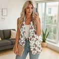thumbnail image 4 of Uorisanigo Christmas Red Bird Womens Vest Waistcoat V Neck with Pockets Women's Sleeveless Vest Jacket Open Front Blazer Vests Fashion Size XL, 4 of 7