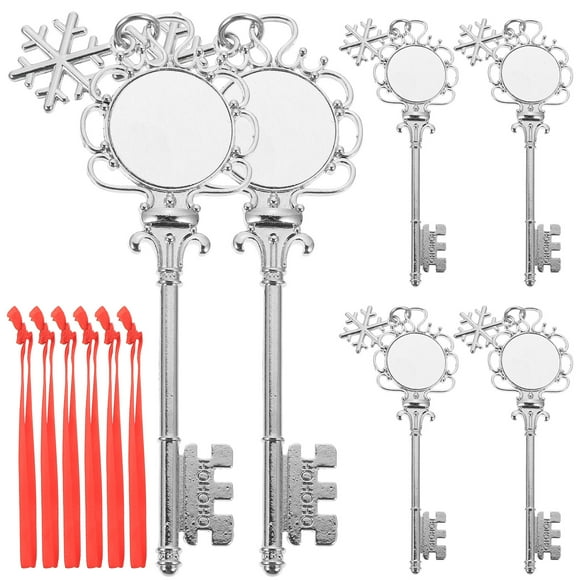 6pcs Pendientes de árbol de Navidad Pendientes Transferencia de calor en blanco Forma de nieve Costilla colgante de bricolaje