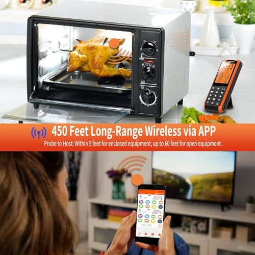 Smart Bluetooth Meat Thermometer - Long Range Wireless Food Thermometer, Digital Meat Thermometer with Dual Probes for BBQ Grill, Oven, Smoker, Air Fryer$$Home Decor, Kitchen, & Other