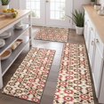 thumbnail image 2 of Brown Geometric Flower Diamond Pattern Kitchen Rugs Sets Of 3,Kitchen Runner Rugs Non Skid Washable,Decorative Kitchen Floor Mats for Kitchen,Sink,Laundry,17"x30"+ 17"x47" + 17"x59", 2 of 6