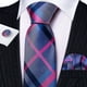 thumbnail image 4 of Juego de corbatas Barry.Wang, corbata de seda a cuadros, 150 cm, con gemelos, 4 of 6