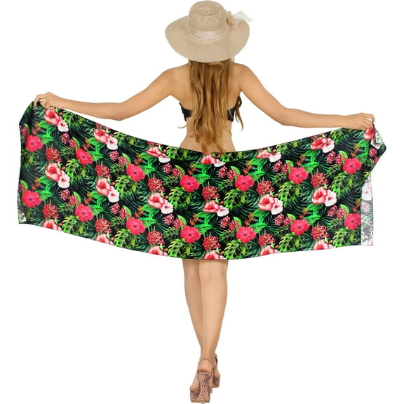 LA LEELA Women's Beachwear Summer Bikini Wraps Beach Wrap Swim Cover up Swimwear Skirt Bathing suit Swimsuit Sarong Coverups for Women One Size Forest, Leaves