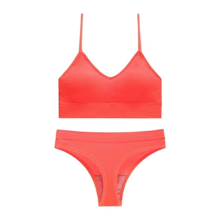 TMOYZQ Women s Two Piece Seamless Bra And Panty Sets Soft Breathable Sports Bra Workout High Waist Panties Briefs No Padding Underwear Sets
