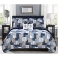 thumbnail image 1 of Chic Home Letizia 4 Pièce Réversible Housse de Couette Ensemble Gaufré Patchwork Bohème Paisley Imprimé Matelassé Literie de Conception - Coussin Décoratif Shams Inclus&44; Grand - Bleu&44; Gris & Blanc, 1 of 1