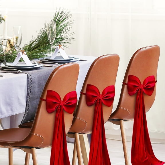 Chanana Extra Long Bow Chair Sashes, Velvet Chair Bands Satin Chair Sashes, Chair Ribbons Bows Stretch Chair Sashes for Wedding Party Events Banquet Hotel Home Kitchen Chair Cover Decoration