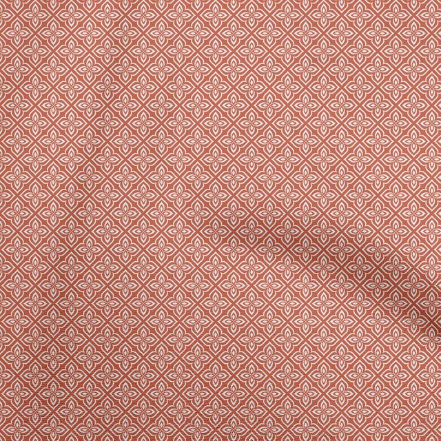 oneOone Rayon Rust Brown Fabric Asian Block Sewing Material Print Fabric By The Yard 56 Inch Wide