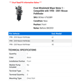 thumbnail image 2 of Front Windshield Wiper Motor 1 - Compatible with 1998 - 2001 Nissan Pathfinder 1999 2000, 2 of 2
