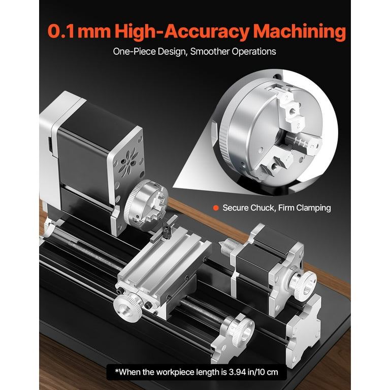 VEVOR Didactical Mini Metal Lathe Machine, 2.76 x 5.12 in, 36W