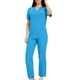 thumbnail image 5 of Ropa de Trabajo Mujeres Lavado de Bolsillo de Manga Corta Uniforme de Enfermera de Secado Elástico, 100% Poliéster Set Ligero, Lavado a Mano Casual, 5 of 6