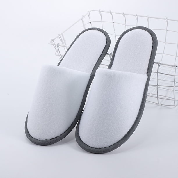 Pantuflas, zapatillas de hotel de interior desechables con punta cerrada, forro polar de coral esponjoso, suela acolchada para mayor comodidad, para huéspedes, hotel, viajes