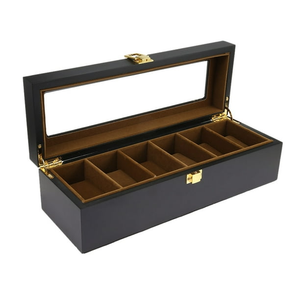 6 Caja de Reloj de Madera una Cuadros Caja de Almacenamiento de ExhibicióN de Joyas Caja de Almacenamiento de ExhibicióN de Joyas Caja de Reloj