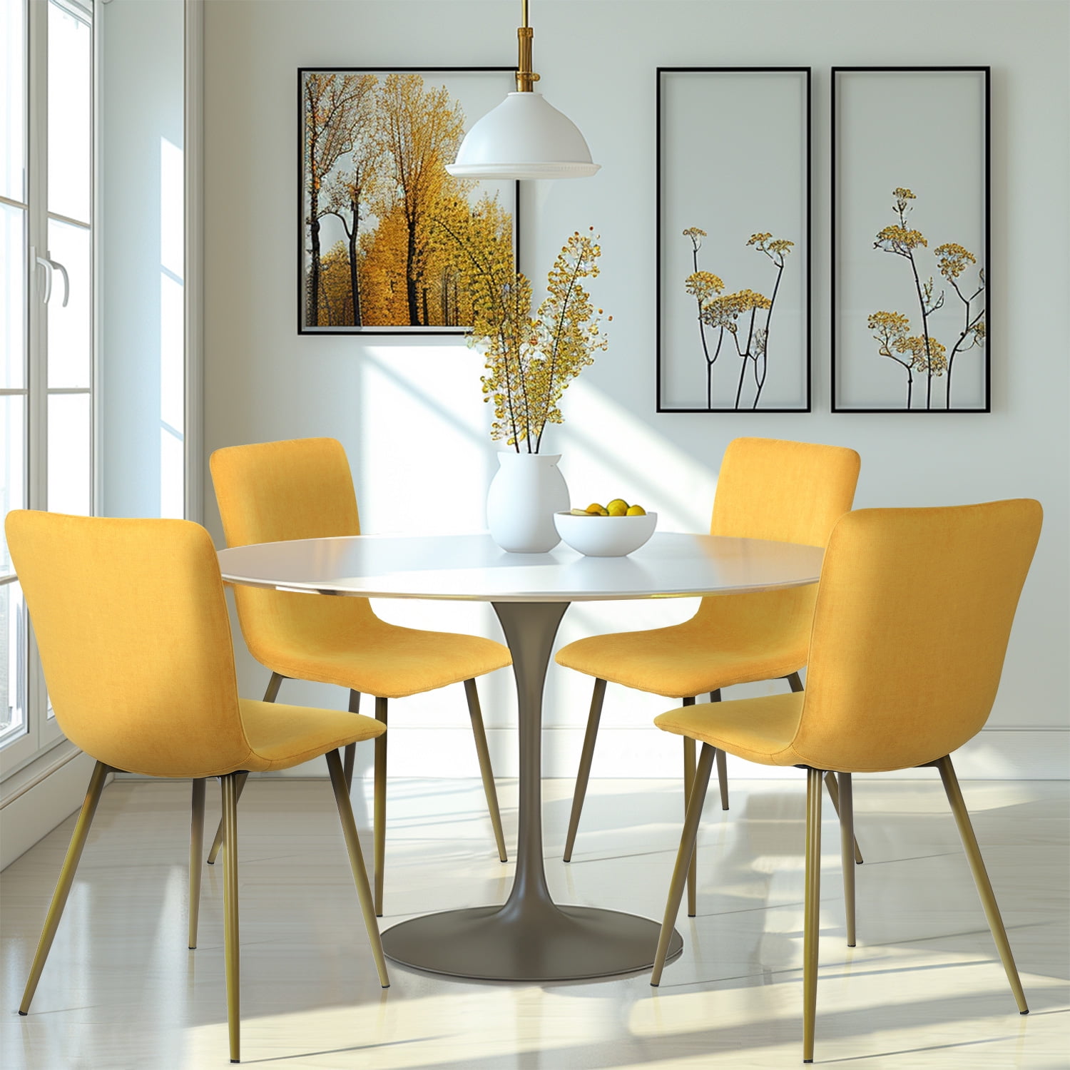 Yellow kitchen table and chairs sale