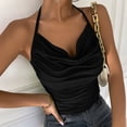 thumbnail image 4 of Mujeres Negro Tank Top Tops de verano para mujer, camisas sexis con cuello y tirantes finos, blusa informal con tirantes para el hombro, camisetas sin mangas ajustadas (Black, XL), 4 of 7