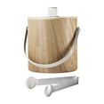 thumbnail image 1 of Cubo de hielo, cubo de cerveza con tapa y pinza, cubo de metal multiusos para bebidas, cubo enfriador de bebidas para fiestas en restaurantes y bufés 2 L de grano de madera, 1 of 9