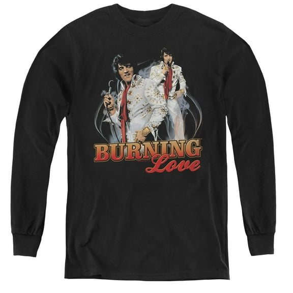 Elvis Presley Burning Love Youth Long Sleeve T-Shirt Black