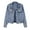 Light Blue, variant on Winter Women Jacket - Bead Decor Plus Size Long Sleeves Turn-down Collar Chest Pockets Button Closure Coat Short Type Casual Streetwear