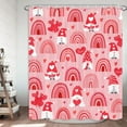 thumbnail image 3 of Valentines Day Gnomes Shower Curtain Blush Pink, Love Hearts Rainbow Romantic Bathroom Decor, Cute Chic Happy Valentines Day Retro 70s Style Fabric Bath Curtain with Hooks 72X72 Inches, 3 of 6